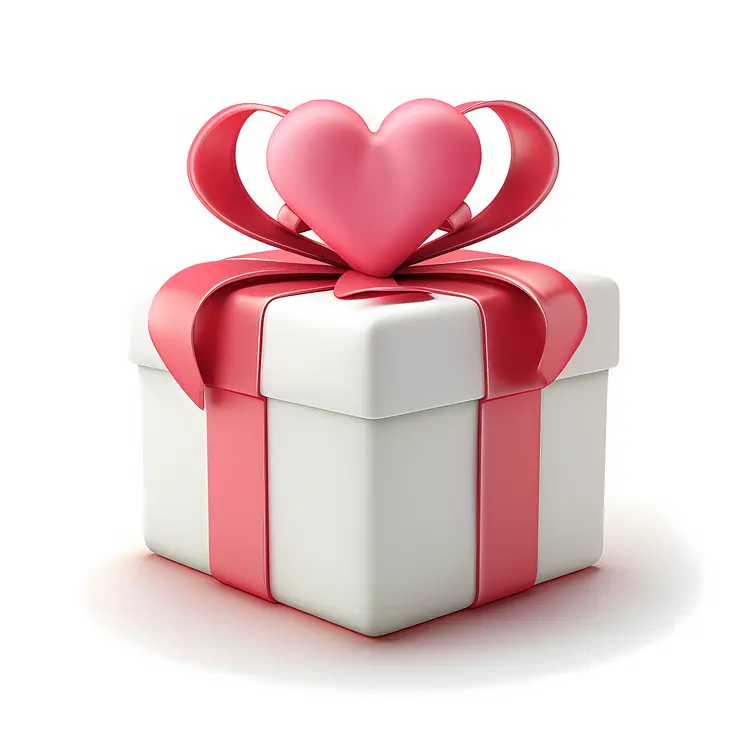 White Gift Box with Pink Heart Decoration