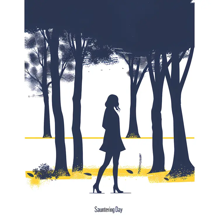 Woman Sauntering in Forest