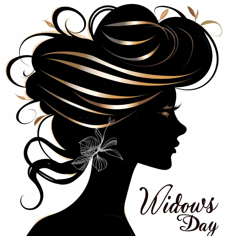 Widow's Day Silhouette with Floral Design