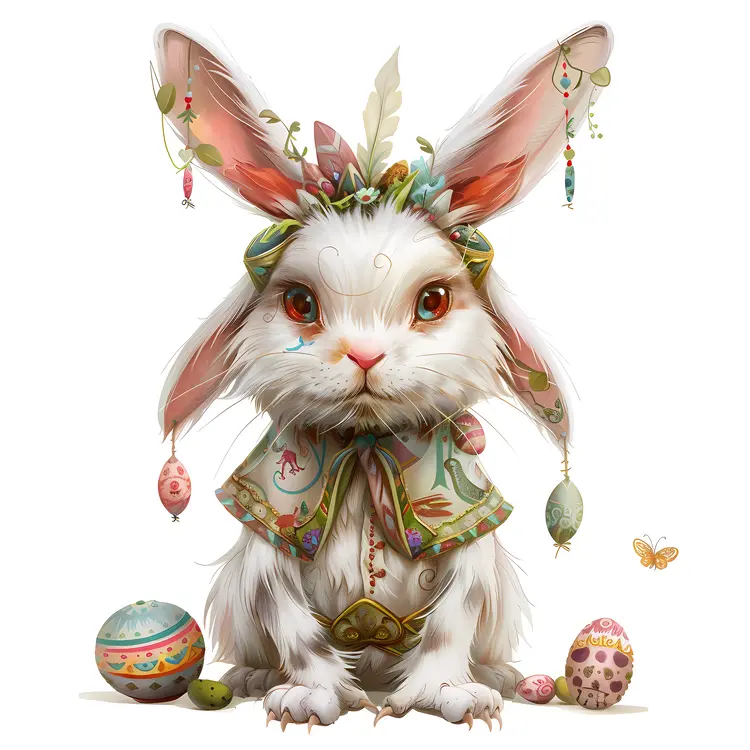 Decorated Bunny with Easter Eggs