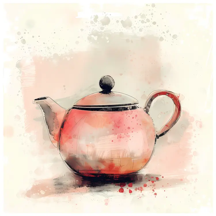Red Teapot with Artistic Background