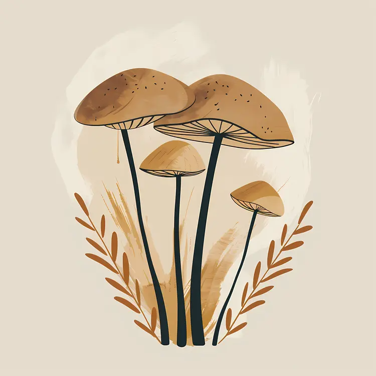 Tall Mushrooms Illustration