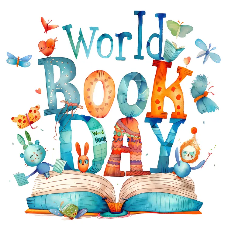 Colorful World Book Day Illustration