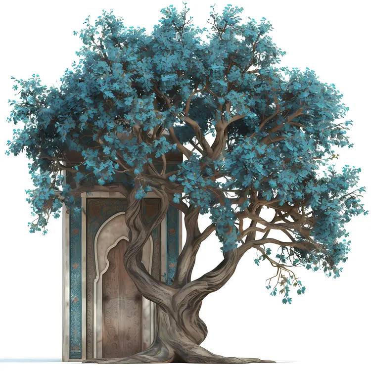 Blue Tree with Architectural Element