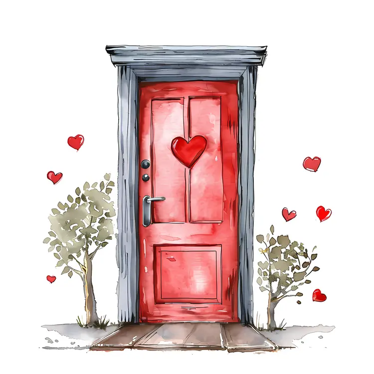 Red Door with Heart for Valentine's Day