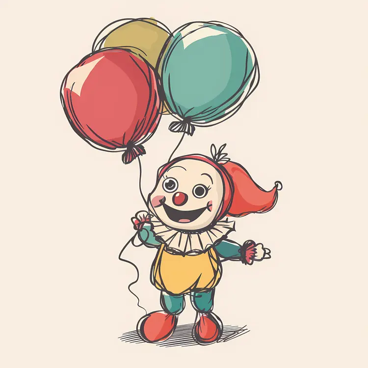 Happy Clown with Colorful Balloons