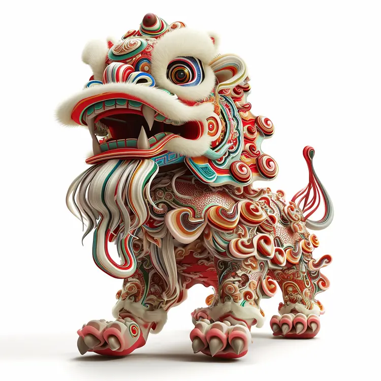 Intricate Lion Dance Costume for Chinese New Year