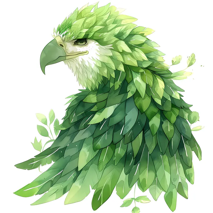 Green Leafy Bird Illustration