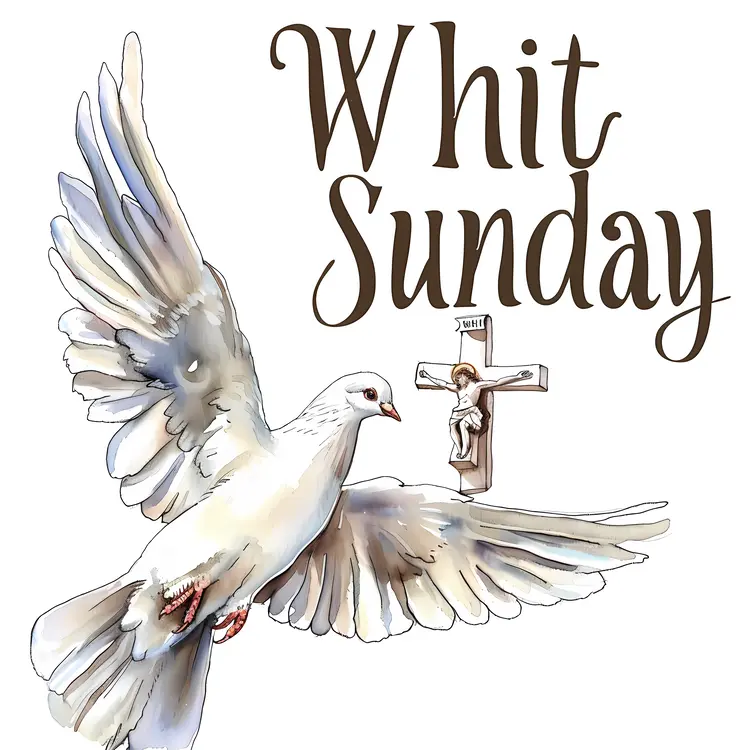 White Dove and Cross for Whit Sunday Celebration