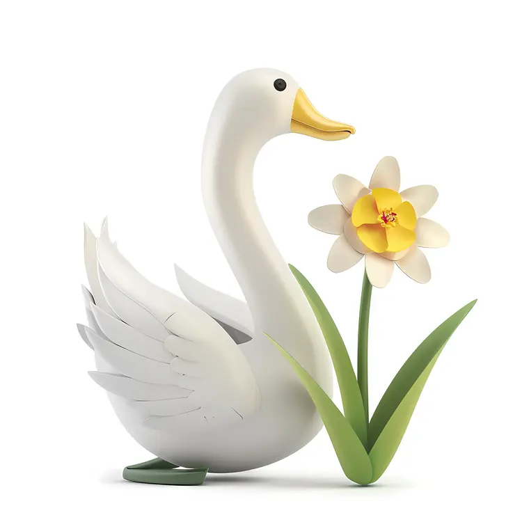 Swan with Yellow Daffodil