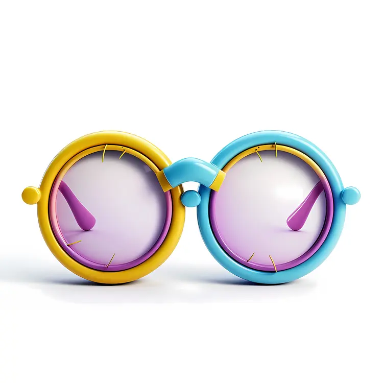 Colorful Round Glasses with Yellow and Blue Frame