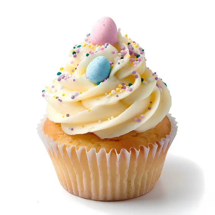 Vanilla Cupcake with Frosting and Sprinkles