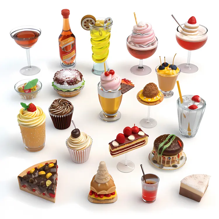 Variety of Desserts and Drinks