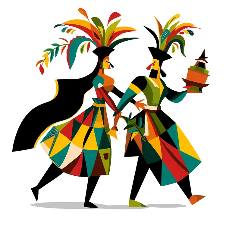 Couple in colorful costumes