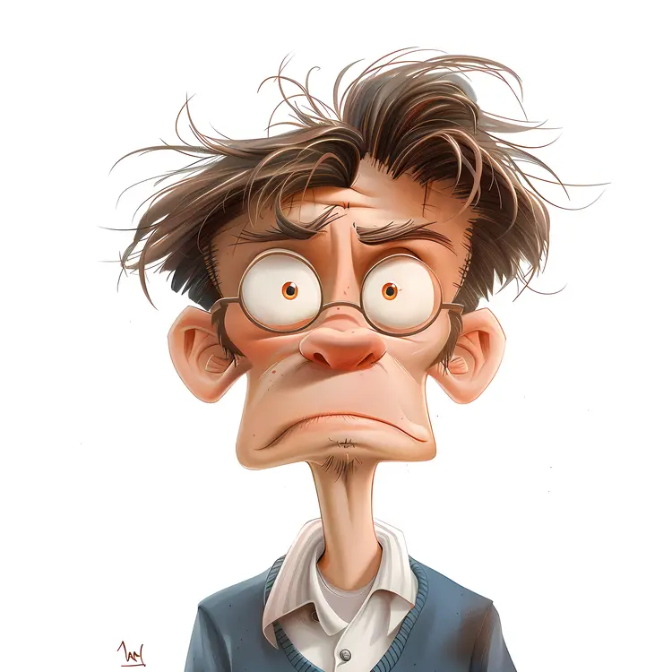 Young Cartoon Character with Glasses
