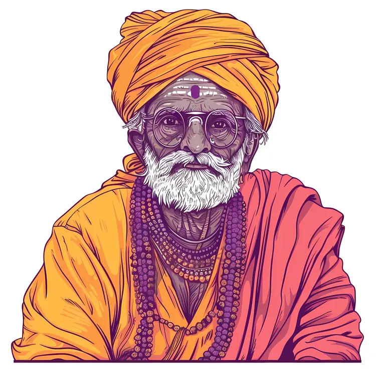 Elderly Man in Traditional Attire with Glasses