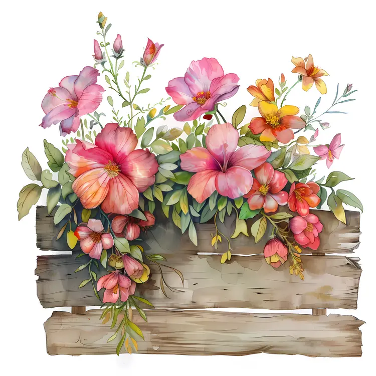 Beautiful Floral Arrangement on Wooden Planks