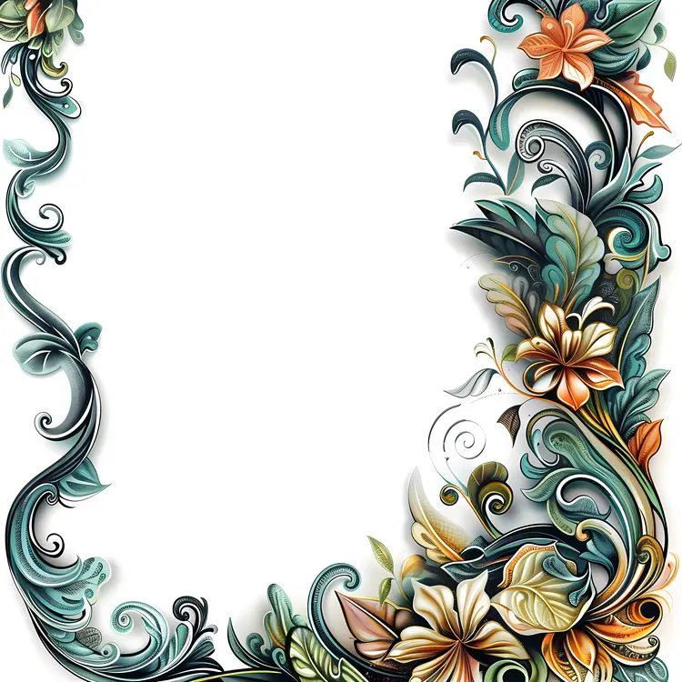 Elegant Floral Corner Design in Multicolor