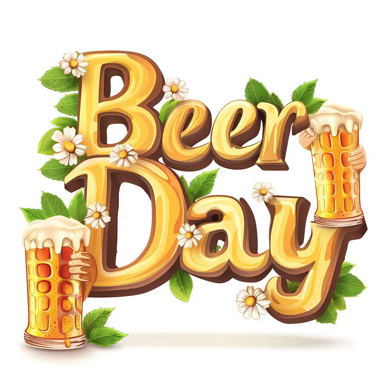 Beer Day Celebration with Beer Mugs and Flowers