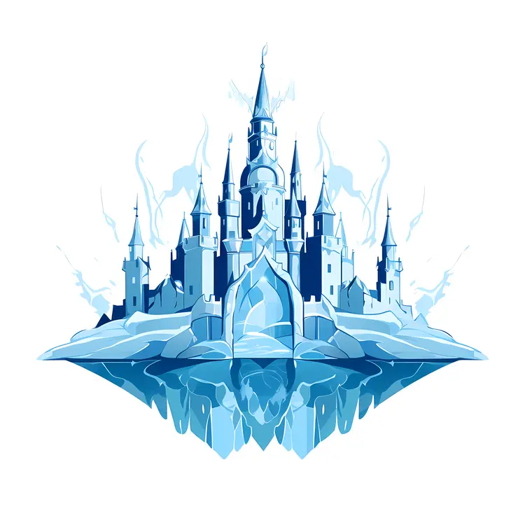 Floating Ice Castle in a Magical World