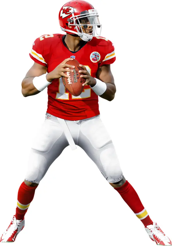 Red Football Player Preparing to Throw