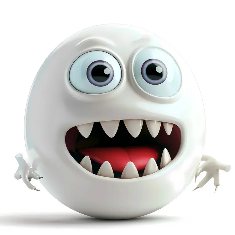 Adorable White Cartoon Monster with Big Eyes