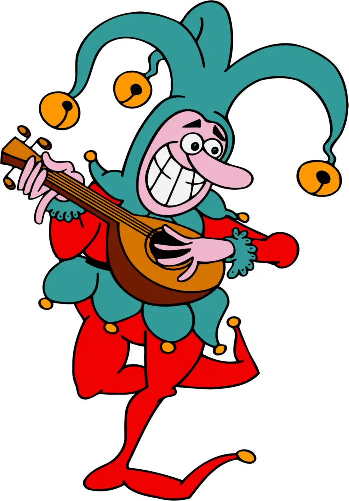 Jester Playing Guitar Cartoon
