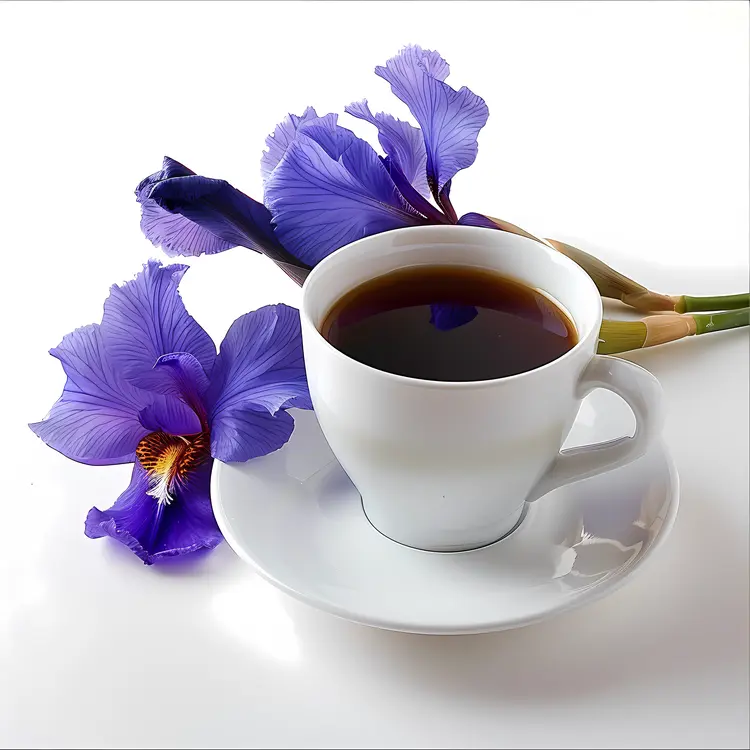 Tea Cup with Vibrant Purple Flowers