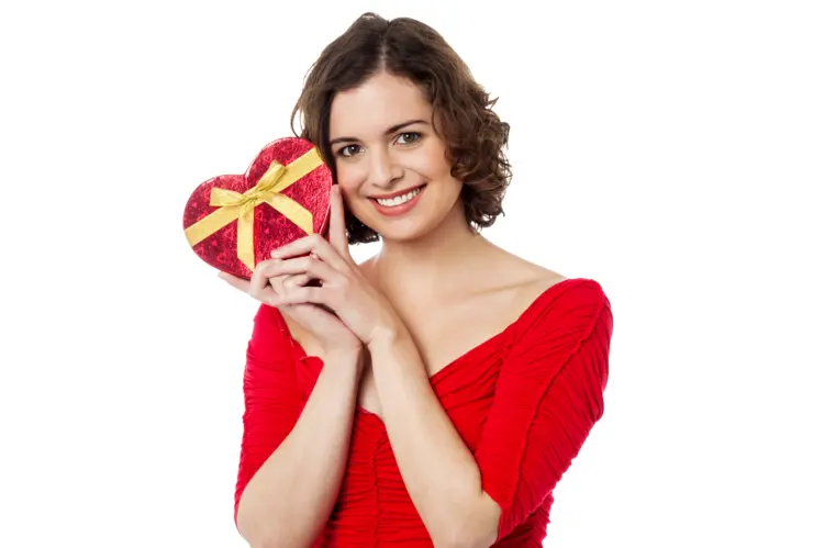 Woman Holding Heart-shaped Gift Box