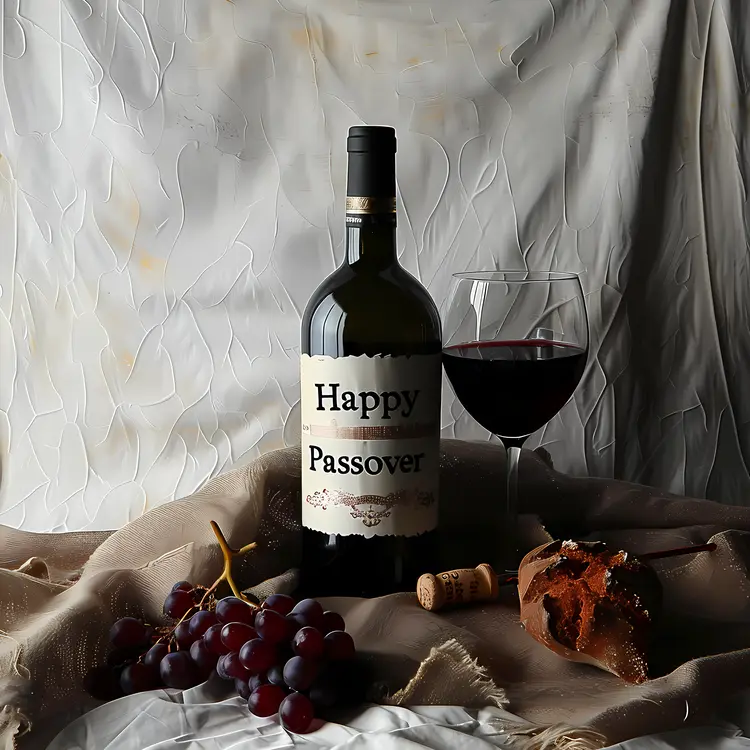 Happy Passover Wine and Grapes