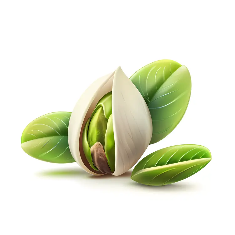 Single Pistachio with Leaves