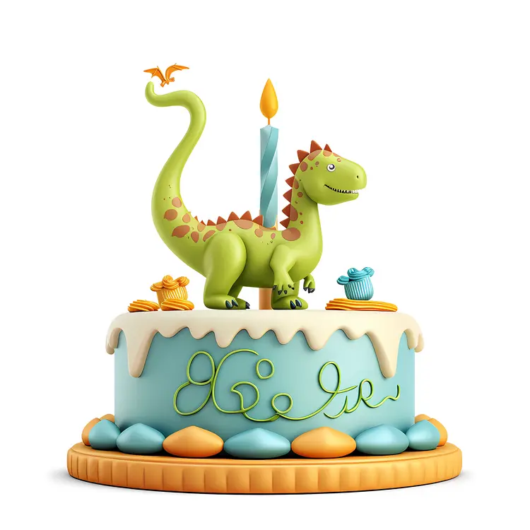 Green Dinosaur Cake for Kids Birthday