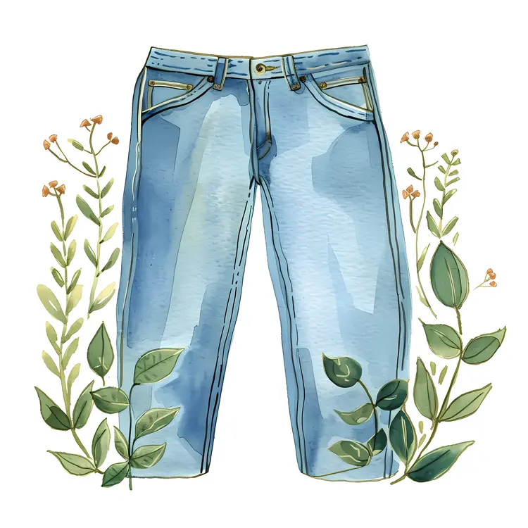 Single Pair of Jeans with Floral Design
