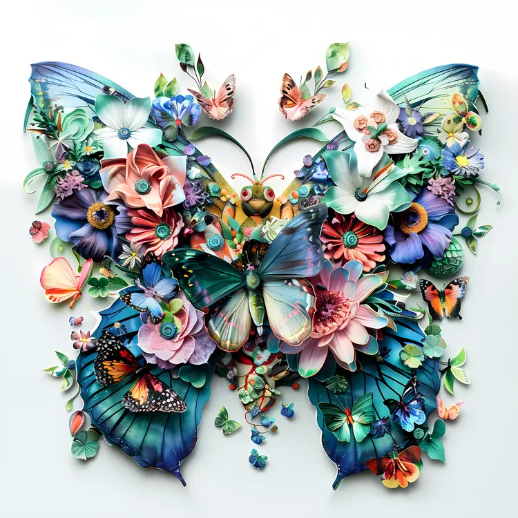 Colorful Butterfly with Floral Arrangement