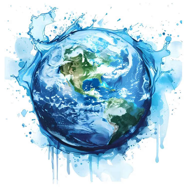 Earth with Water Splash