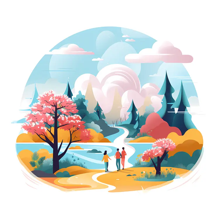 Hikers on a Scenic Path