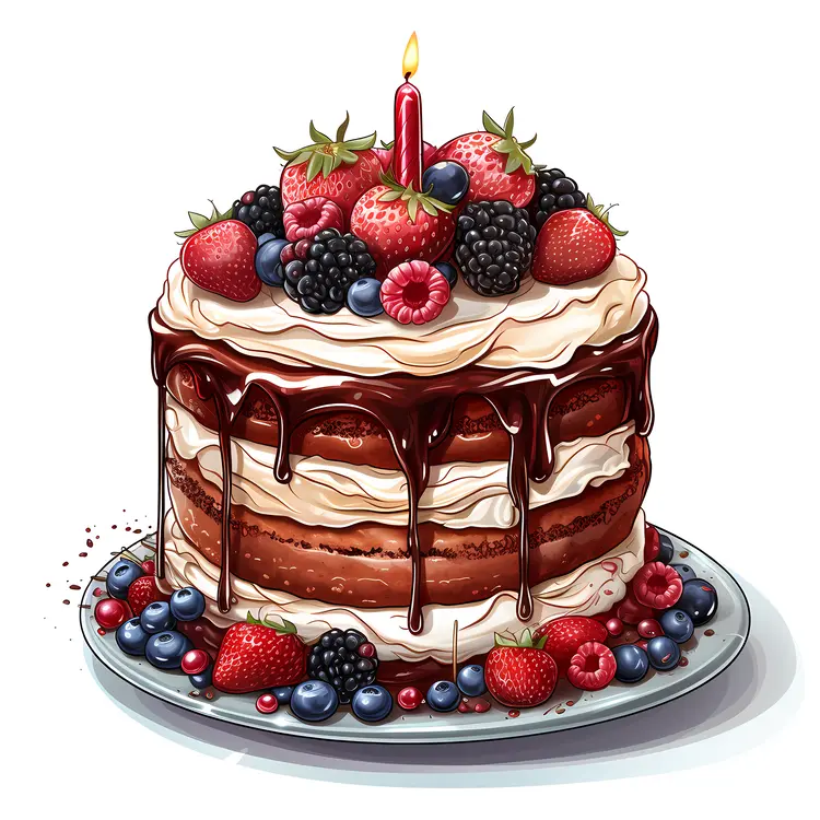 Delicious Birthday Cake with Berries