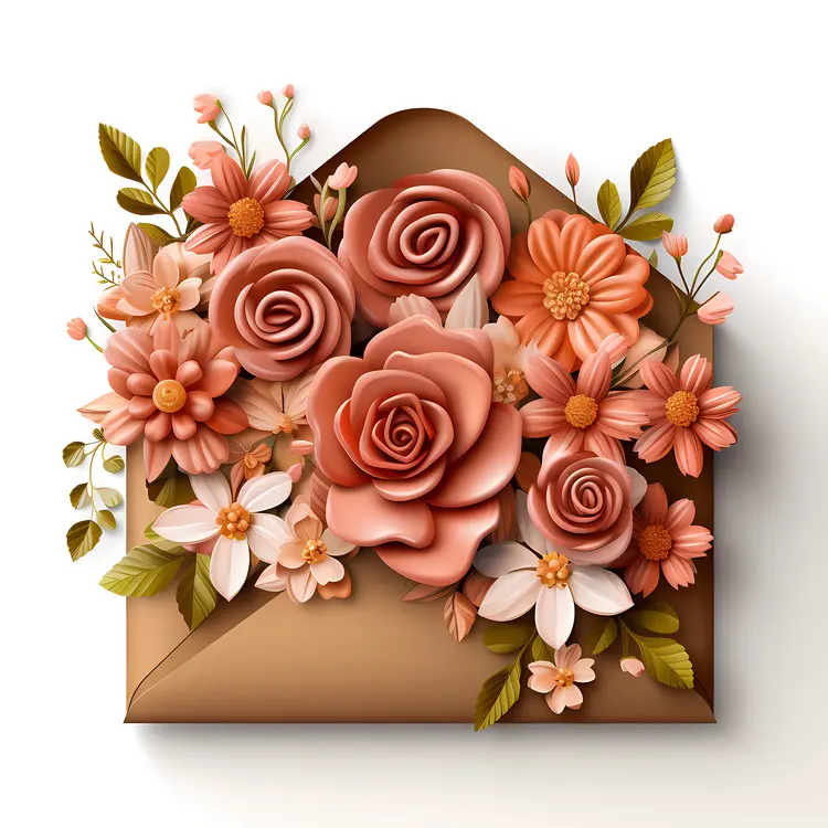 Floral Envelope with Roses and Flowers