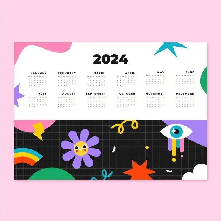 2024 Calendar with Colorful Design