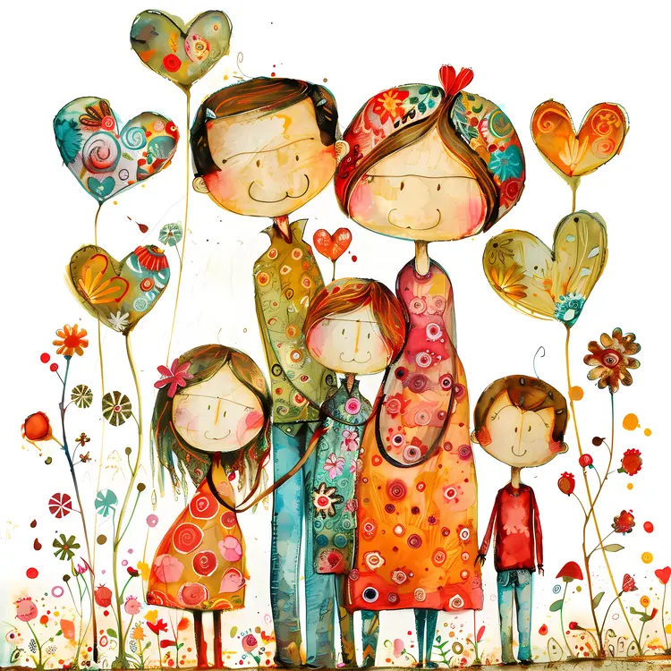 Happy Family Cartoon Illustration