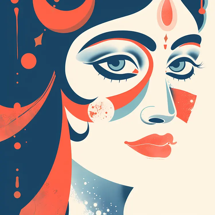 Artistic Woman Face with Ornamental Design