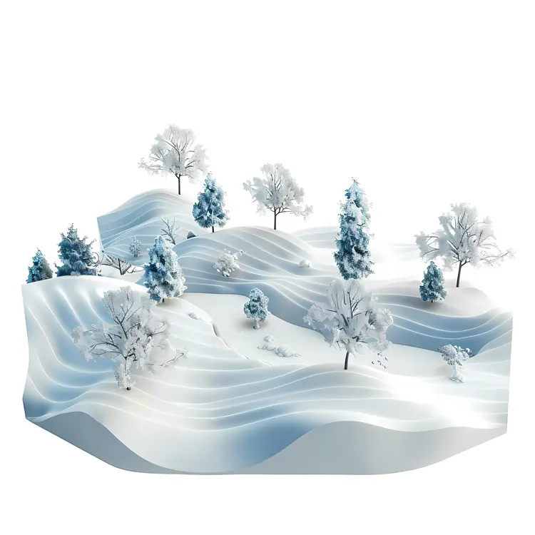 Snowy Winter Landscape with Trees