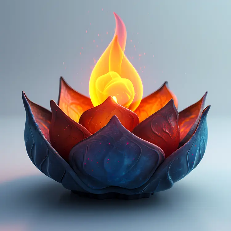 Lotus Shaped Candle with Bright Flame