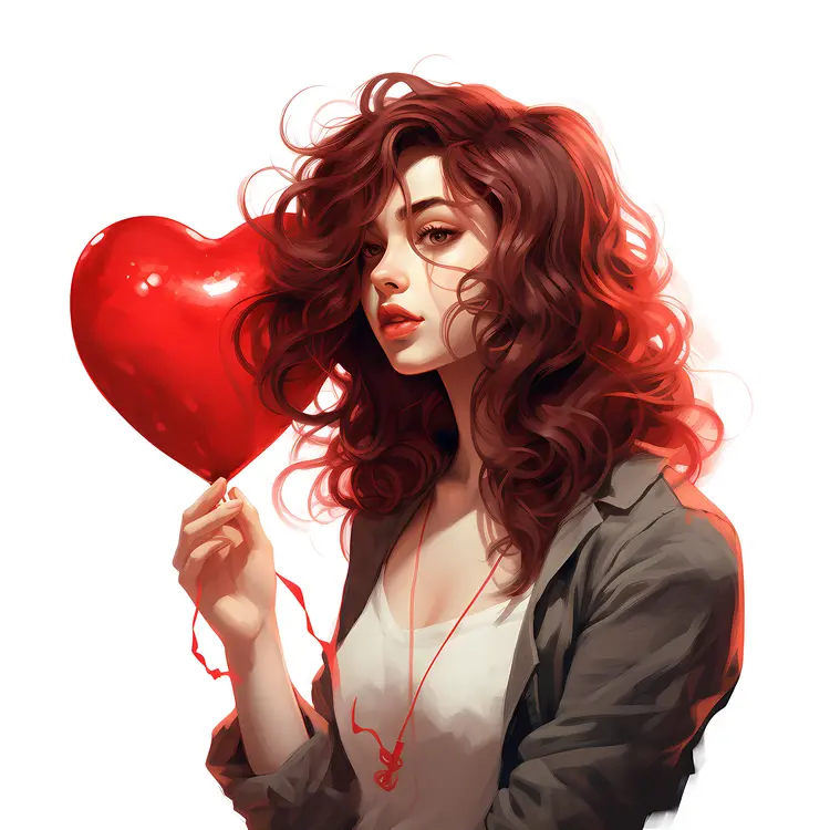 Girl with Red Heart Balloon