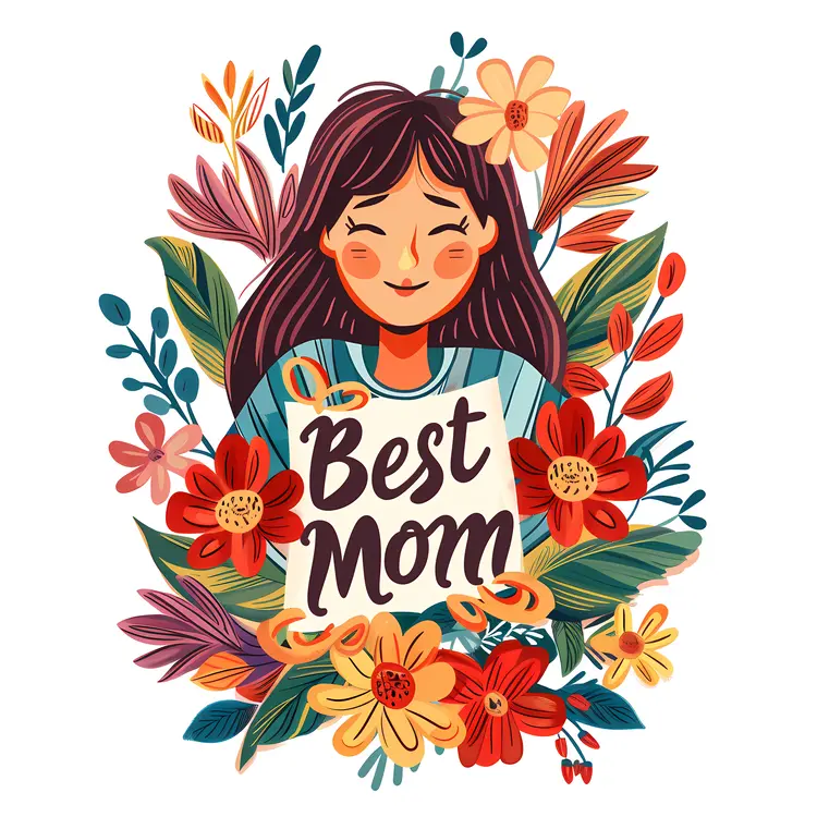 Best Mom Floral Illustration