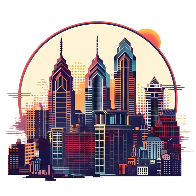 Retro Philadelphia Skyline
