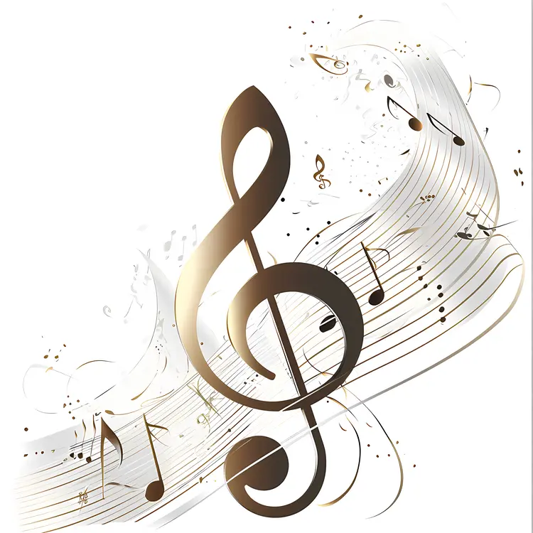 Golden Treble Clef with Musical Notes