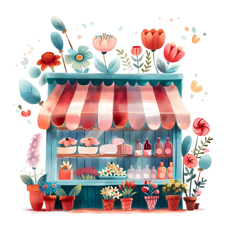 Charming Flower Shop with Potted Plants