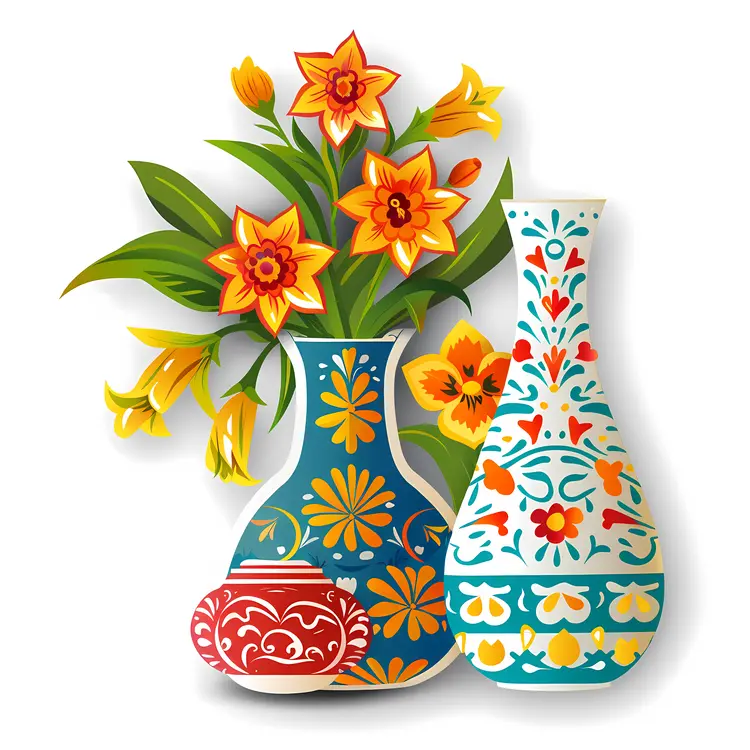 Colorful Vases with Flowers
