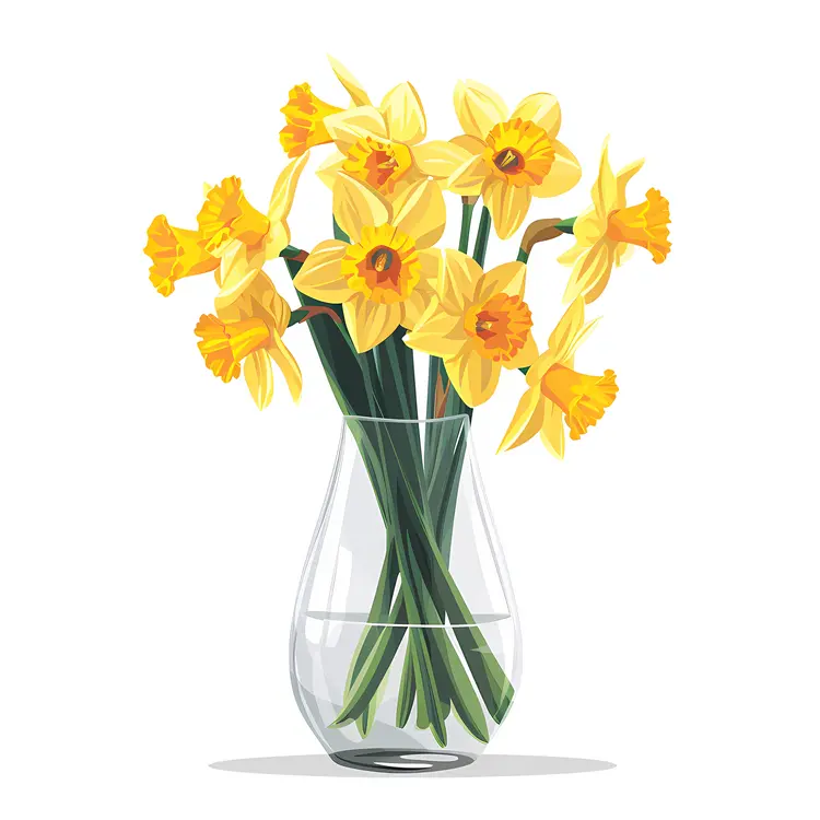 Yellow Daffodils in a Glass Vase